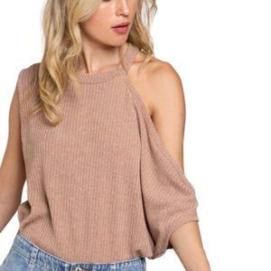 POL Sleeveless Ribbed Asymmetrical Top